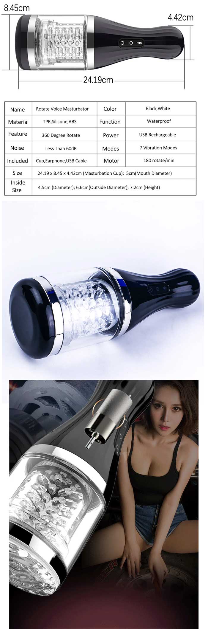 Cốc Thủ Dâm Tự Động Xoay 360 Độ Rên Rỉ Gợi Dục